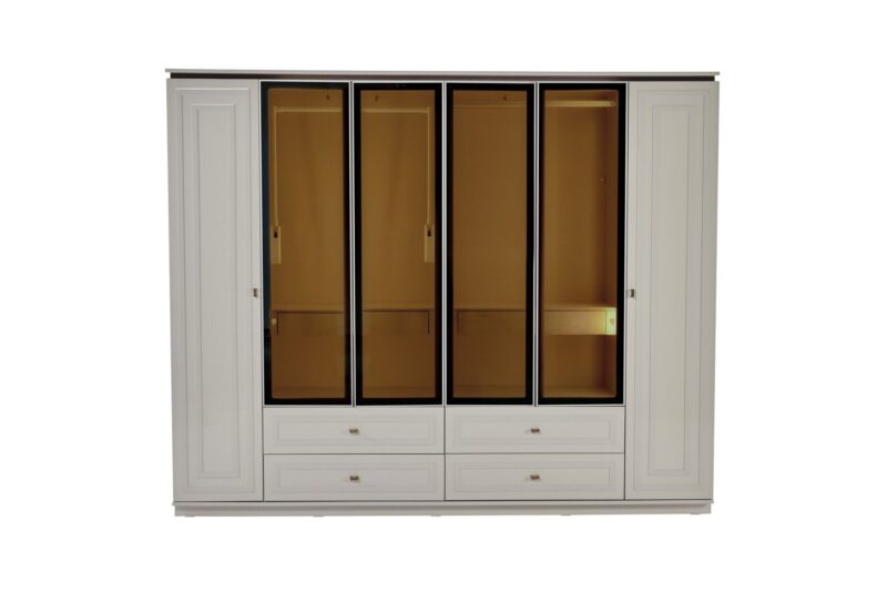Briella Glass 6 Door Wardrobe